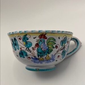 Hand-Painted Ceramic Cup with Rooster Design (Made in Italy)